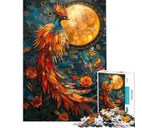 Puzzle da 1000 pezzi per adolescenti puzzle con fenice e vetrata artistica per adulti giocattolo decorativo da parete migliora la memoria riduce lo stress regalo (dimensioni 38x52cm)