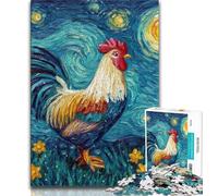 Puzzle da 1000 pezzi per adolescenti, puzzle con gallo nel cielo notturno, regalo di compleanno, regali, arte murale per età 14 anni in su (dimensioni 75x50cm)