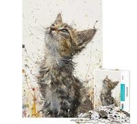 Puzzle da 1000 pezzi per adolescenti puzzle con gattino che guarda verso l'alto gioco rilassante ma divertente e spiritoso per compleanno Natale (dimensioni 38x26cm)