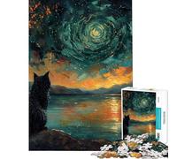 Puzzle da 1000 pezzi per adolescenti puzzle con gatto che guarda il cielo stellato puzzle per adulti gioco rompicapo per migliorare la memoria ideale per compleanni e Natale (dimensioni 50x75cm)