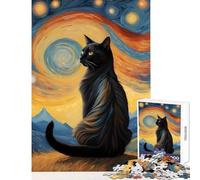 Puzzle da 1000 pezzi per adolescenti puzzle con gatto di Van Gogh giocattolo decorazione da parete regali di Babbo Natale segreto gioco pratico per migliorare l'amore tra coppie dimensioni 38x26cm