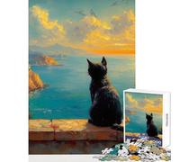 Puzzle da 1000 pezzi per adolescenti,puzzle con gatto nero in greco,giocattolo educativo,regalo di compleanno,gioco rompicapo,aiuta il cervello ad allenarsi,dimensioni 38x52cm