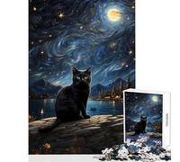 Puzzle da 1000 pezzi per adolescenti puzzle con gatto nero randagio giocattoli antistress regalo per compleanni gioco pratico aiuta a esercitare il cervello dimensioni 50x75cm