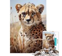 Puzzle da 1000 pezzi per adolescenti puzzle con ghepardo dall'espressione accigliata per adulti giochi per famiglie un'opera d'arte gioco stimolante regalo (dimensioni 38x26cm)