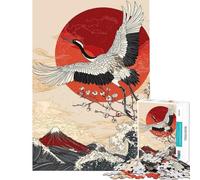 Puzzle da 1000 pezzi per adolescenti puzzle con gru giapponese e Monte Fuji puzzle artistico per adulti giocattolo decorativo da parete migliora la memoria riduce lo stress regalo (dimensioni 38x26cm)