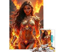 Puzzle da 1000 pezzi per adolescenti puzzle con guerriera infuocata in armatura dorata puzzle per adulti giochi divertenti decorazione murale stimola l'esercizio mentale (dimensioni 38x52cm)