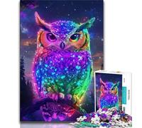 Puzzle da 1000 pezzi per adolescenti, puzzle con gufo al neon, interessante riduzione dello stress, interazione genitore-figlio (dimensioni 75x50cm)