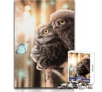 Puzzle da 1000 pezzi per adolescenti, puzzle con gufo e suo padre, bellissimo gioco di design, difficile, duro, opera d'arte, regalo, dimensioni 38x26cm