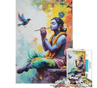 Puzzle da 1000 pezzi per adolescenti puzzle con il Signore Krishna che suona il flauto puzzle per adulti gioco pratico di analisi e logica regalo antistress (dimensioni 38x26cm)