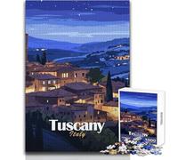 Puzzle da 1000 pezzi per adolescenti, puzzle con illustrazione notturna della Toscana e dell'Italia, giocattolo, gioco intellettuale ma divertente e umoristico, opera d'arte, dimensioni: 50x75cm
