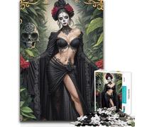 Puzzle da 1000 pezzi per adolescenti, puzzle con la donna del Giorno dei Morti, gioco educativo per famiglie, idee regalo di compleanno (50x75cm)