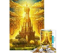 Puzzle da 1000 pezzi per adolescenti puzzle con la Torre d'Oro e vetrate colorate per adulti gioco pratico per passare il tempo durante le vacanze regalo di Natale o di compleanno (dimensioni 38x26cm)