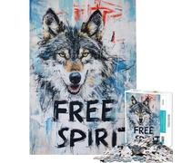 Puzzle da 1000 pezzi per adolescenti puzzle con lupo dallo spirito libero per adulti giocattolo decorativo da parete migliora la memoria compleanni e occasioni speciali (50x75cm)