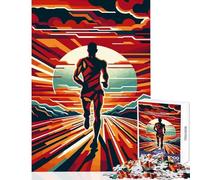 Puzzle da 1000 pezzi per adolescenti puzzle con maratoneta al tramonto giocattolo decorazione da parete regali di compleanno gioco educativo aiuta a esercitare il cervello dimensioni 38x26cm
