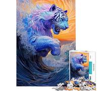 Puzzle da 1000 pezzi per adolescenti puzzle con onde ruggenti puzzle con tigre maestosa per adulti gioco per famiglie sfida impegnativa regalo antistress (dimensioni 38x26cm)