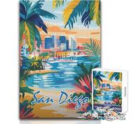 Puzzle da 1000 pezzi per adolescenti, Puzzle con paesaggio urbano di San Diego, Gioco pratico per migliorare la memoria per 14+ anni (dimensioni 50x75cm)