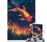 Puzzle da 1000 pezzi per adolescenti puzzle con pesce koi dorato in acqua scura giocattoli antistress idee regalo gioco per famiglie allena il cervello e le mani dimensioni 38x52cm
