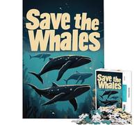 Puzzle da 1000 pezzi per adolescenti puzzle con poster "Salva le balene" puzzle da 1000 pezzi per la decorazione della casa giocattoli difficili antistress regali (75x50cm)