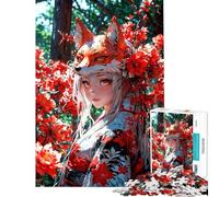 Puzzle da 1000 pezzi per adolescenti puzzle con ragazza anime e maschera da volpe puzzle per adulti gioco rompicapo per migliorare la memoria ideale per compleanni e Natale (dimensioni 38x26cm)