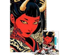 Puzzle da 1000 pezzi per adolescenti puzzle con ragazza demone con corna e tatuaggio puzzle per adulti giochi per famiglie decorazione per la casa regalo di compleanno (38x26cm)