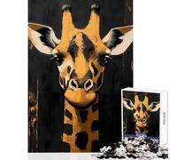 Puzzle da 1000 pezzi per adolescenti puzzle con ritratto di giraffa giocattoli fai da te regali di Babbo Natale segreto giochi per famiglie con poster abbinato e foglio di quiz (dimensioni 38x52cm)