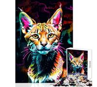 Puzzle da 1000 pezzi per adolescenti puzzle con ritratto di serval al neon giocattolo educativo idee regalo gioco pratico collezione di artisti belle arti dimensioni 50x75cm