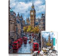 Puzzle da 1000 pezzi per adolescenti, puzzle con scene di strada della città di Londra per adulti, antistress, sfida difficile, regali di Babbo Natale segreto (dimensioni 75x50cm)
