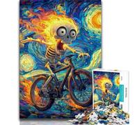 Puzzle da 1000 pezzi per adolescenti, puzzle con scheletro in bicicletta, regalo di compleanno, regali, arte murale per bambini dai 14 anni in su (dimensioni 75x50cm)
