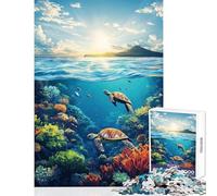 Puzzle da 1000 pezzi per adolescenti puzzle con tartarughe marine e barriera corallina giocattoli antistress idee regalo gioco per famiglie allena il cervello e le mani dimensioni 38x26cm