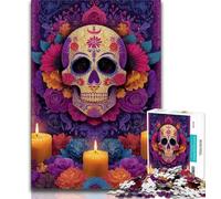 Puzzle da 1000 pezzi per adolescenti puzzle con teschio di zucchero e donna per adulti regalo divertente e attività per la casa giocattolo per i giorni di pioggia 38x26cm