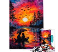 Puzzle da 1000 pezzi per adolescenti puzzle con tramonto romantico giocattolo decorativo da parete modello da assemblare regalo antistress (dimensioni 38x26cm)