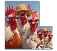 Puzzle da 1000 pezzi per adolescenti, puzzle con tre galli dipinto a olio, regalo per la decorazione della casa, giocattolo stimolante per la famiglia, perfetto per le serate di gioco, 26x38cm