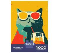 Puzzle Da 1000 Pezzi Per Adolescenti Puzzle Cool Cat with Cocktail Art Puzzle Per Adulti Gioco Per Famiglie Regali Per Donne Difficile E Stimolante 70x50cm/1000pcs