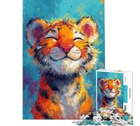 Puzzle da 1000 pezzi per adolescenti puzzle "Cucciolo di tigre felice" per adulti gioco rompicapo per migliorare la memoria ideale per compleanni e Natale (dimensioni 38x52cm)