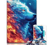 Puzzle da 1000 pezzi per adolescenti, puzzle del lupo di ghiaccio e di fuoco, interessante riduzione dello stress, interazione genitore-figlio (dimensioni 38x26cm)