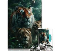 Puzzle da 1000 pezzi per adolescenti, puzzle della tigre della giungla per adolescenti, gioco a quiz, decorazione da parete, regali unici per compleanno e Natale (dimensioni 75x50cm)