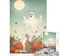 Puzzle da 1000 pezzi per adolescenti,puzzle di Halloween con gatto e fantasma,giocattolo educativo,regalo di compleanno,gioco rompicapo,aiuta il cervello ad allenarsi,dimensioni 38x52cm