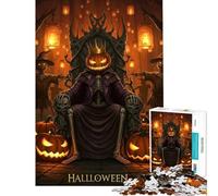 Puzzle da 1000 pezzi per adolescenti puzzle di Halloween con zucca e re sul trono puzzle da 1000 pezzi decorazione per la casa giocattolo difficile antistress regalo (75x50cm)