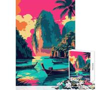 Puzzle da 1000 pezzi per adolescenti Puzzle di isole tropicali Barche Paesaggio Arte Giocattoli fai da te Ottimo regalo per giochi per gioco educativo Decompressione intellettuale Dimensioni 50x75cm
