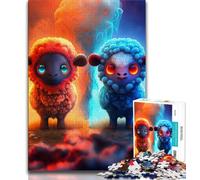 Puzzle da 1000 pezzi per adolescenti puzzle di pecore di ghiaccio e fuoco per adulti 1000 pezzi attività divertenti per la casa giocattoli per i giorni di pioggia regali di compleanno (26x38cm)