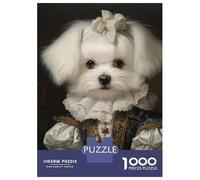 Puzzle Da 1000 Pezzi Per Adolescenti Puzzle Dog in Renaissance Dress Noble Maltese with Bow Classic Victorian Pet Portrait Puzzle Giochi Per Famiglie Corsa Di Velocità Manuale Regali Di Compleanno E