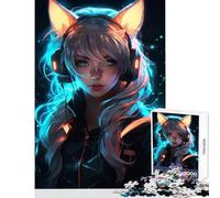 Puzzle da 1000 pezzi per adolescenti puzzle donna gatto giocattoli antistress regalo per compleanni gioco pratico aiuta a esercitare il cervello dimensioni 38x52cm