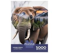 Puzzle Da 1000 Pezzi Per Adolescenti Puzzle Elephant Nature Double Exposure Portrait Per Adolescenti Puzzle Gioco Pratico Decorazione Murale Compleanno E Regali 38x26cm/1000pcs