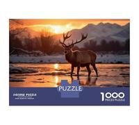 Puzzle Da 1000 Pezzi Per Adolescenti Puzzle Elk in Winter Sunset Per Adolescenti Puzzle Gioco Pratico Decorazione Murale Compleanno E Regali 70x50cm/1000pcs