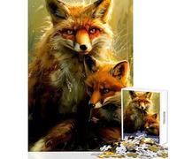 Puzzle da 1000 pezzi per adolescenti puzzle fai da te con la famiglia di volpi giocattoli regali di Babbo Natale segreto giochi per famiglie con poster abbinato e foglio di quiz (dimensioni 38x52cm)