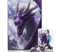 Puzzle da 1000 pezzi per adolescenti, puzzle fantasy con drago volante viola, gioco a quiz ideale come regalo per tutta la famiglia (dimensioni 75x50cm)
