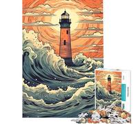 Puzzle da 1000 pezzi per adolescenti puzzle "Faro nella tempesta" puzzle per adulti giochi divertenti decorazione murale stimola l'esercizio mentale (dimensioni 38x52cm)