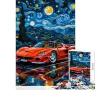 Puzzle da 1000 pezzi per adolescenti puzzle Ferrari F sotto una notte stellata giocattoli fai da te ottimo regalo per giochi impossibili giochi difficili e stimolanti (dimensioni 38x26cm)