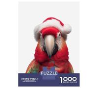 Puzzle Da 1000 Pezzi Per Adolescenti Puzzle Festive Scarlet Macaw Parrot with Santa Hat Puzzle Per Adolescenti Giochi Rilassanti Decorazione Perfetta Regali Di Compleanno E Unici 52x38cm/1000pcs
