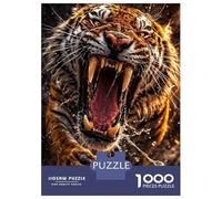 Puzzle Da 1000 Pezzi Per Adolescenti Puzzle Fierce Tiger Roaring with Water Splashing Puzzle Per Adulti Gioco Pratico Ma Divertente E Umoristico Aiuta Ad Allenare Il Cervello 52x38cm/1000pcs